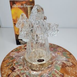 Vintage St George 24 Lead Crystal Crystal Santa Candlestick Holder Light up Base